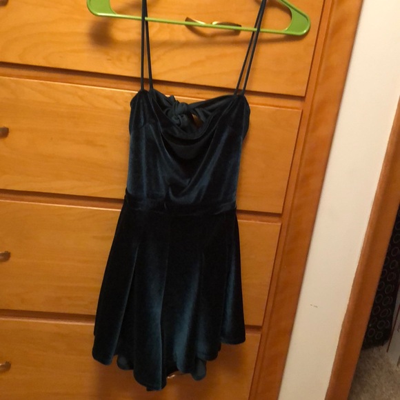 Dresses & Skirts - Velvet green open back short dress